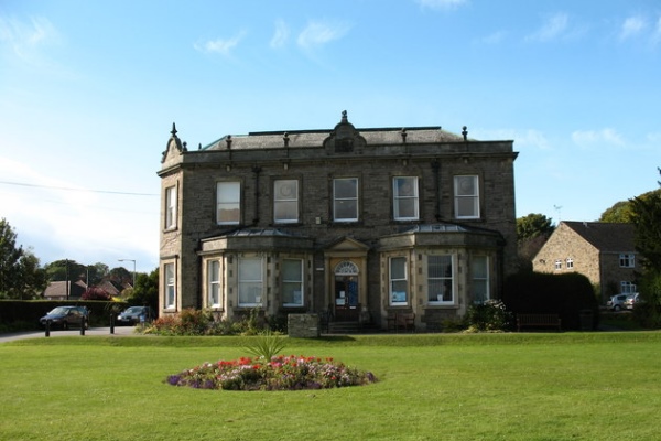 View of the front entrance to Thornborough Hall.