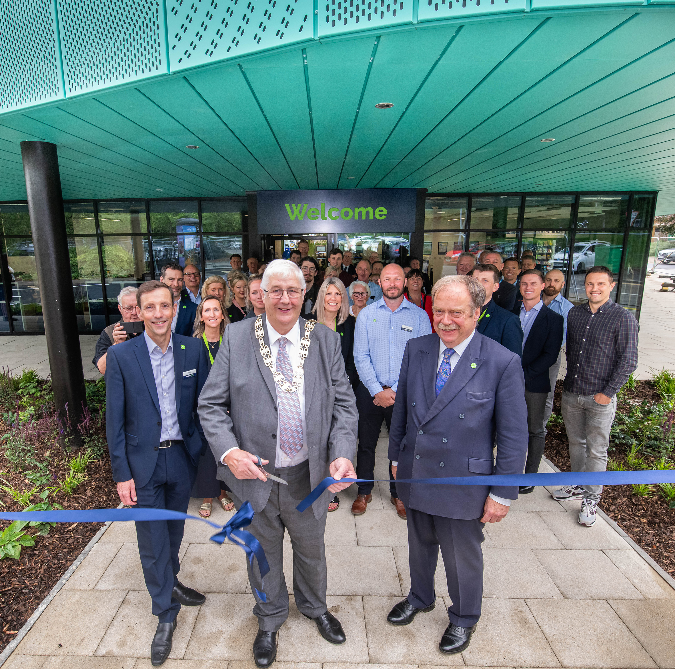 The chairman of North Yorkshire Council, Cllr David Ireton, with colleagues from North Yorkshire Council, Brimhams Active and partners, officially opens Harrogate Leisure and Wellness Centre.