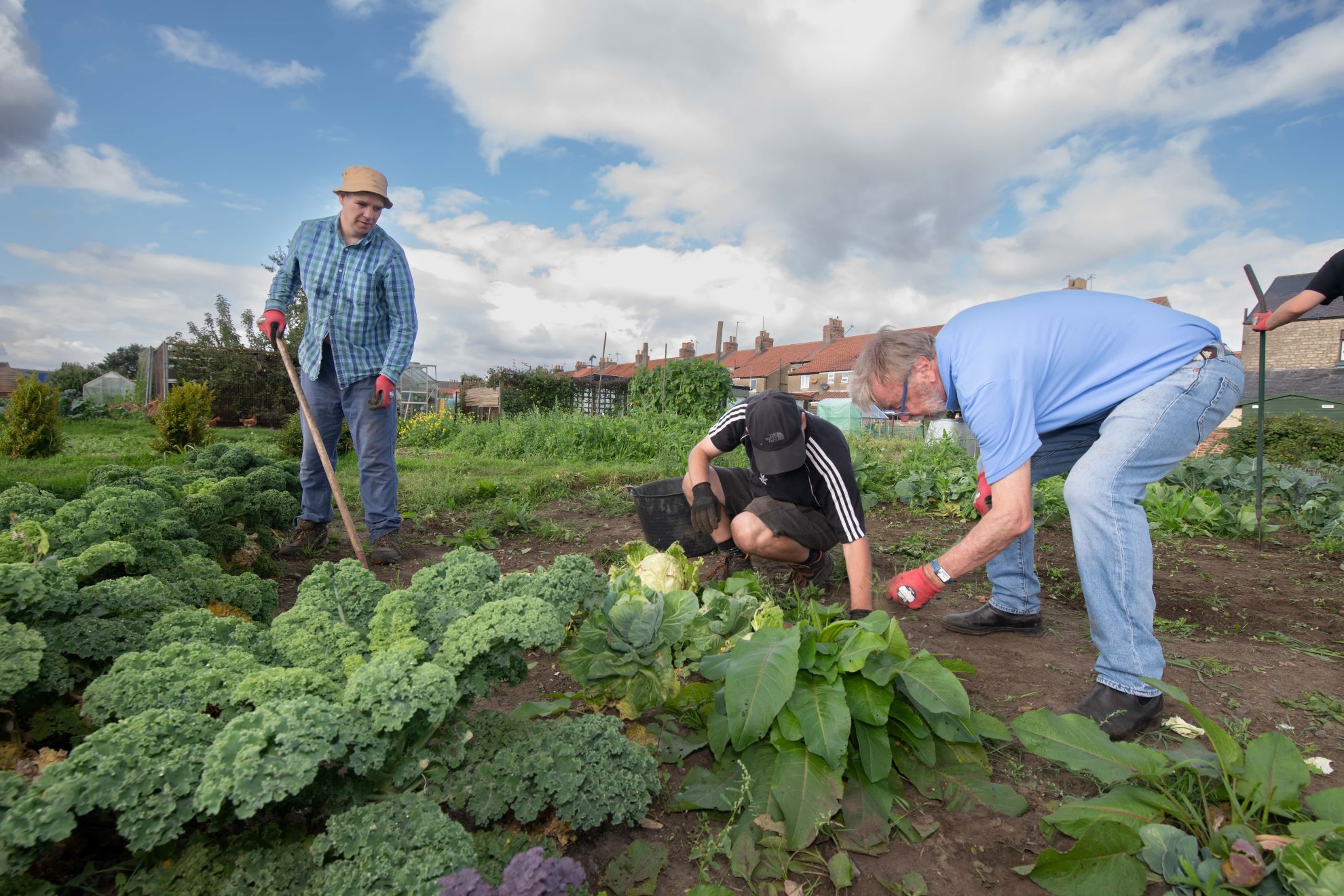 Participants in the Land to Plate scheme working on the allotment.