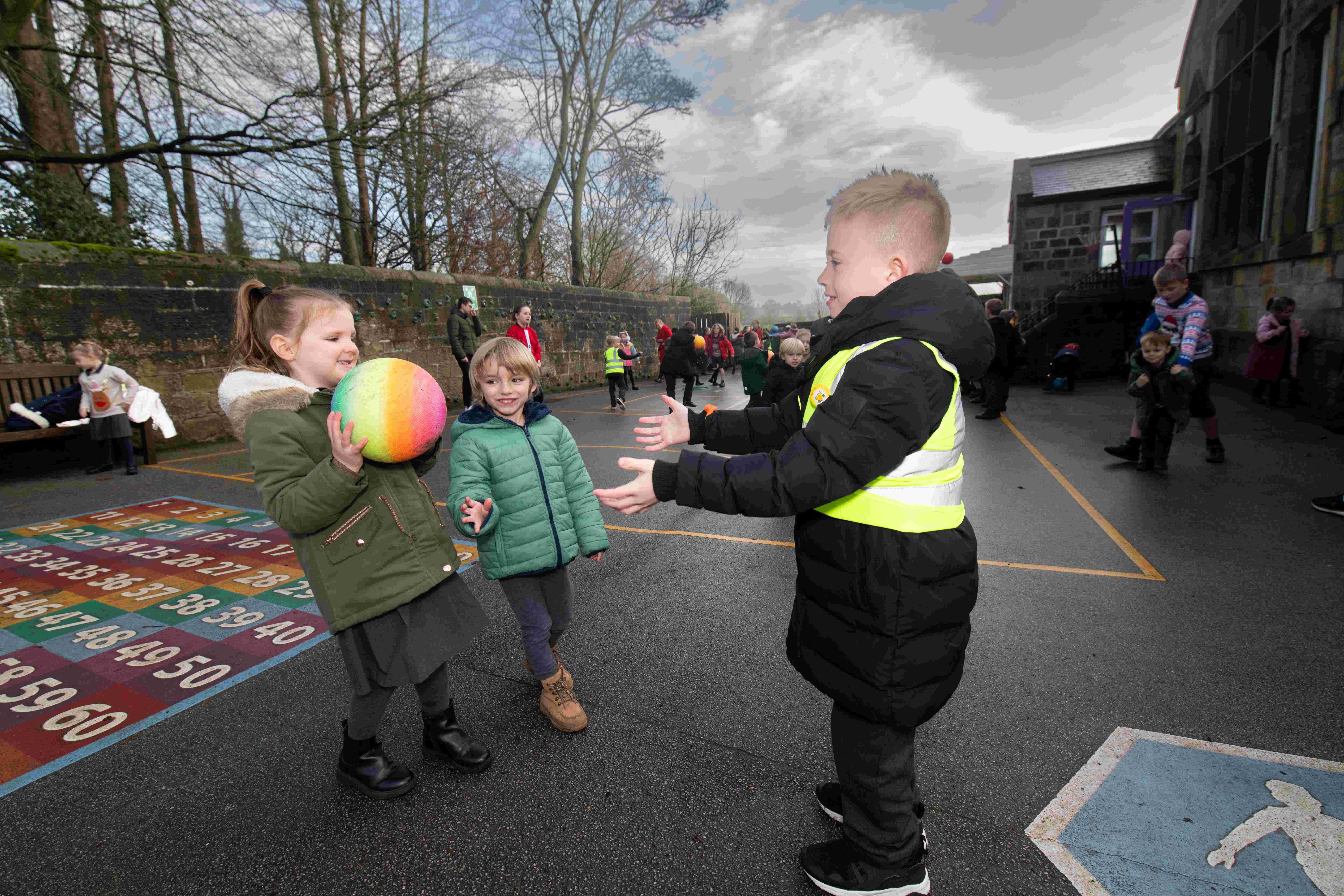 Children in a Harrogate school playground