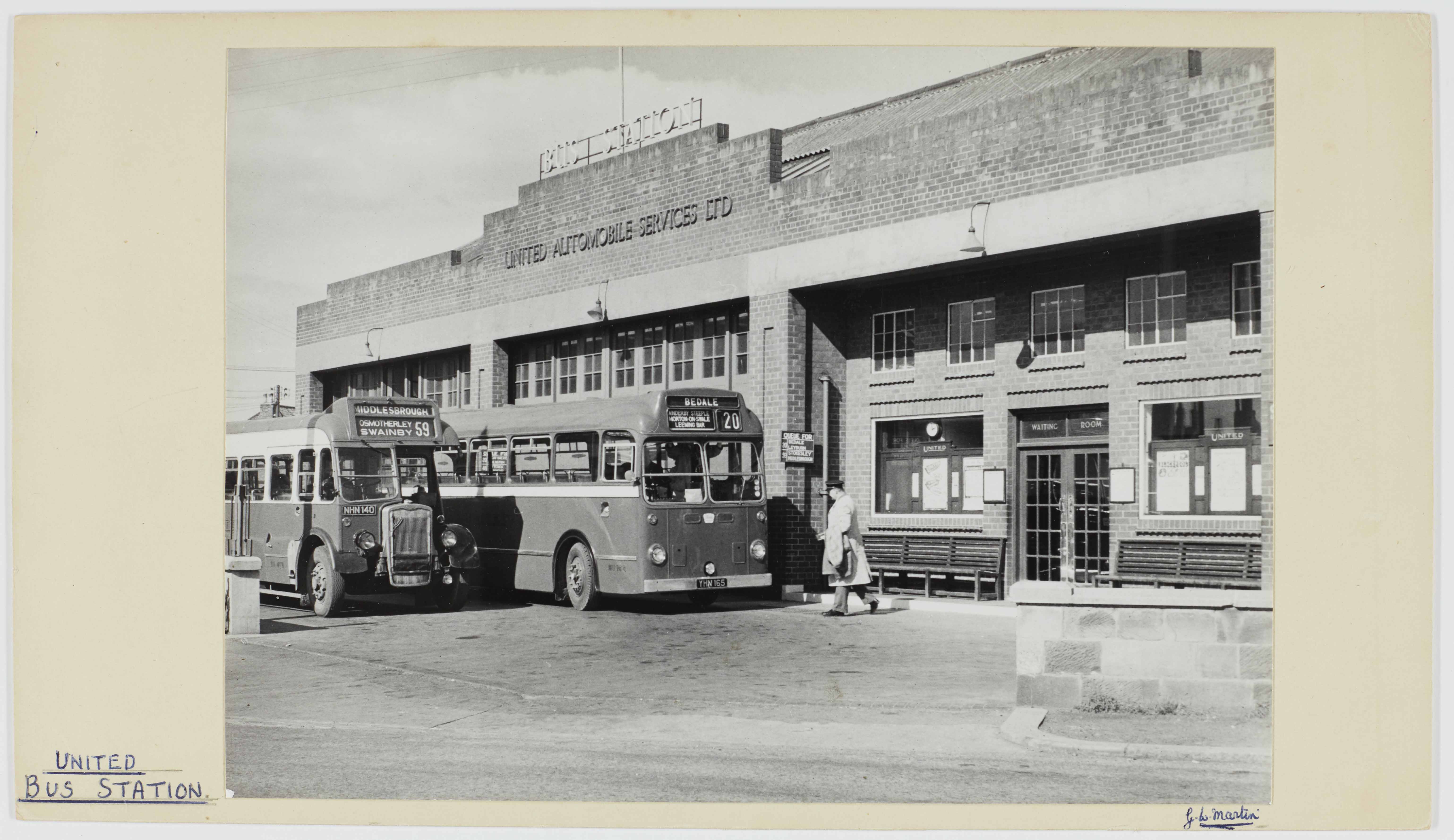 The United bus station, Northallerton, in 1956.