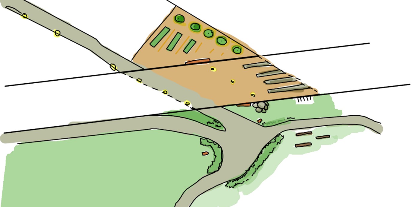 Aerial view to illustrate how the Wykeham Street space under the bridge would look. 