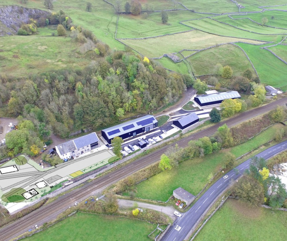 An aerial view of Langcliffe Quarry