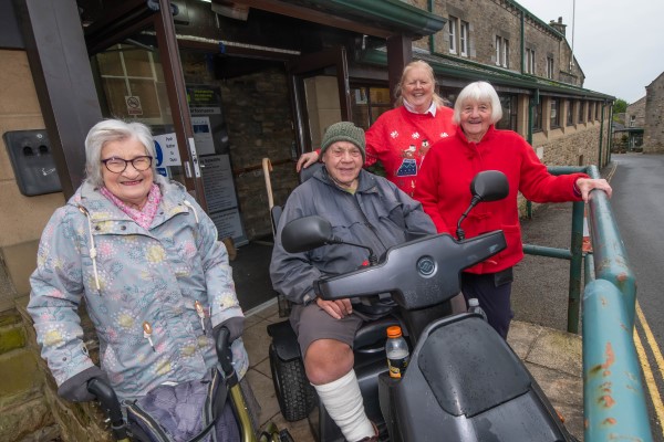 North Yorkshire residents outside The Devonshire Institute in Grassington.