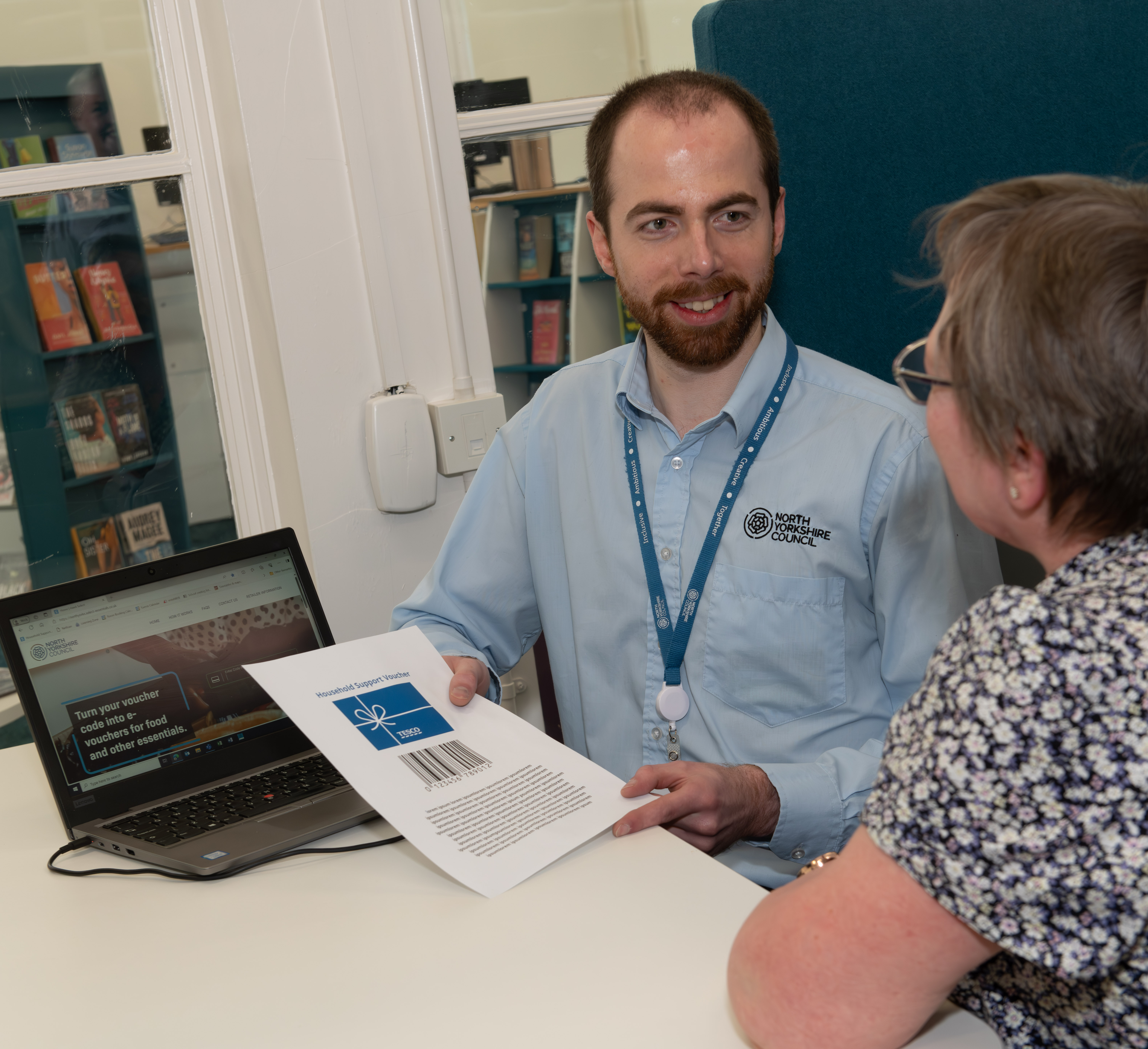 Officers and volunteers at North Yorkshire libraries helped almost 3,500 people during the fourth phase of the scheme to access their e-vouchers and are ready to help once again. Pictured is Sam Bowell, a library assistant at Scarborough library.