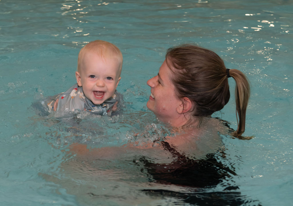 A toddler and mum enjoying a swimming pool session at Selby Leisure and Wellbeing Hub