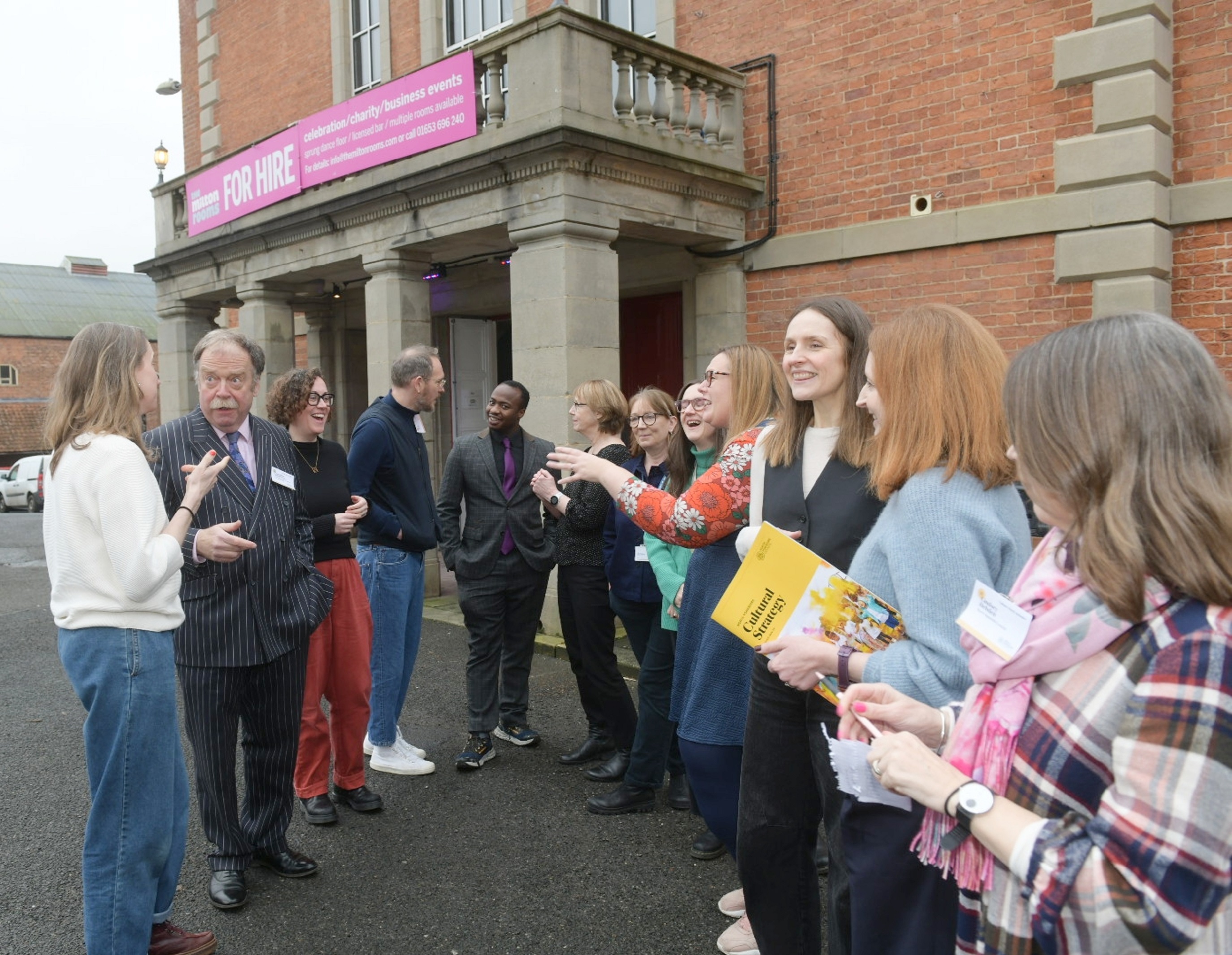  North Yorkshire Council’s executive member for arts and culture, Cllr Simon Myers, second left, with representatives from the authority and the creative and cultural sector outside the Milton Rooms in Malton ahead of the launch of the new cultural strategy for the county.   