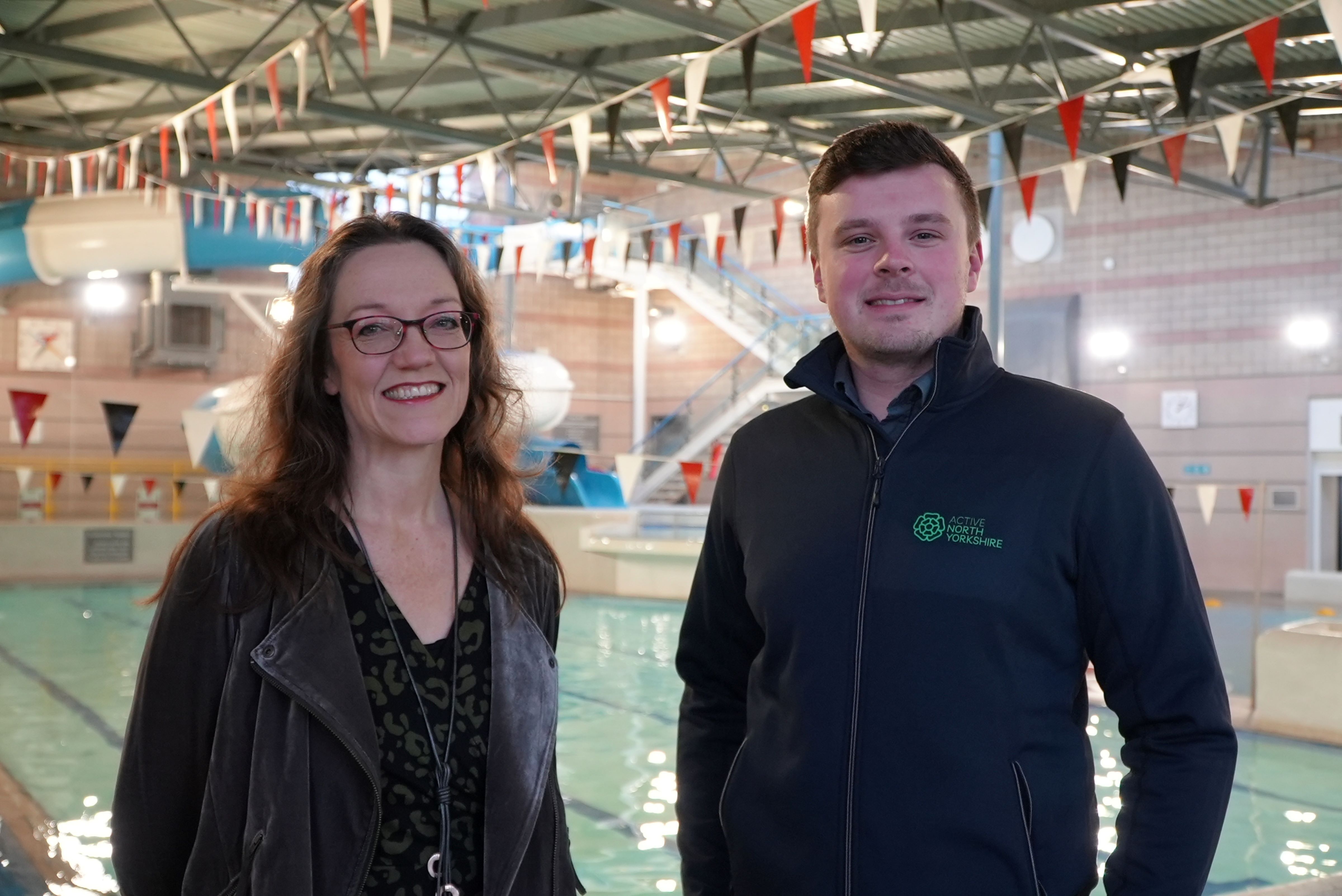 Assistant manager at Northallerton Leisure Centre Jack Collins (pictured right) with Woody Whittick