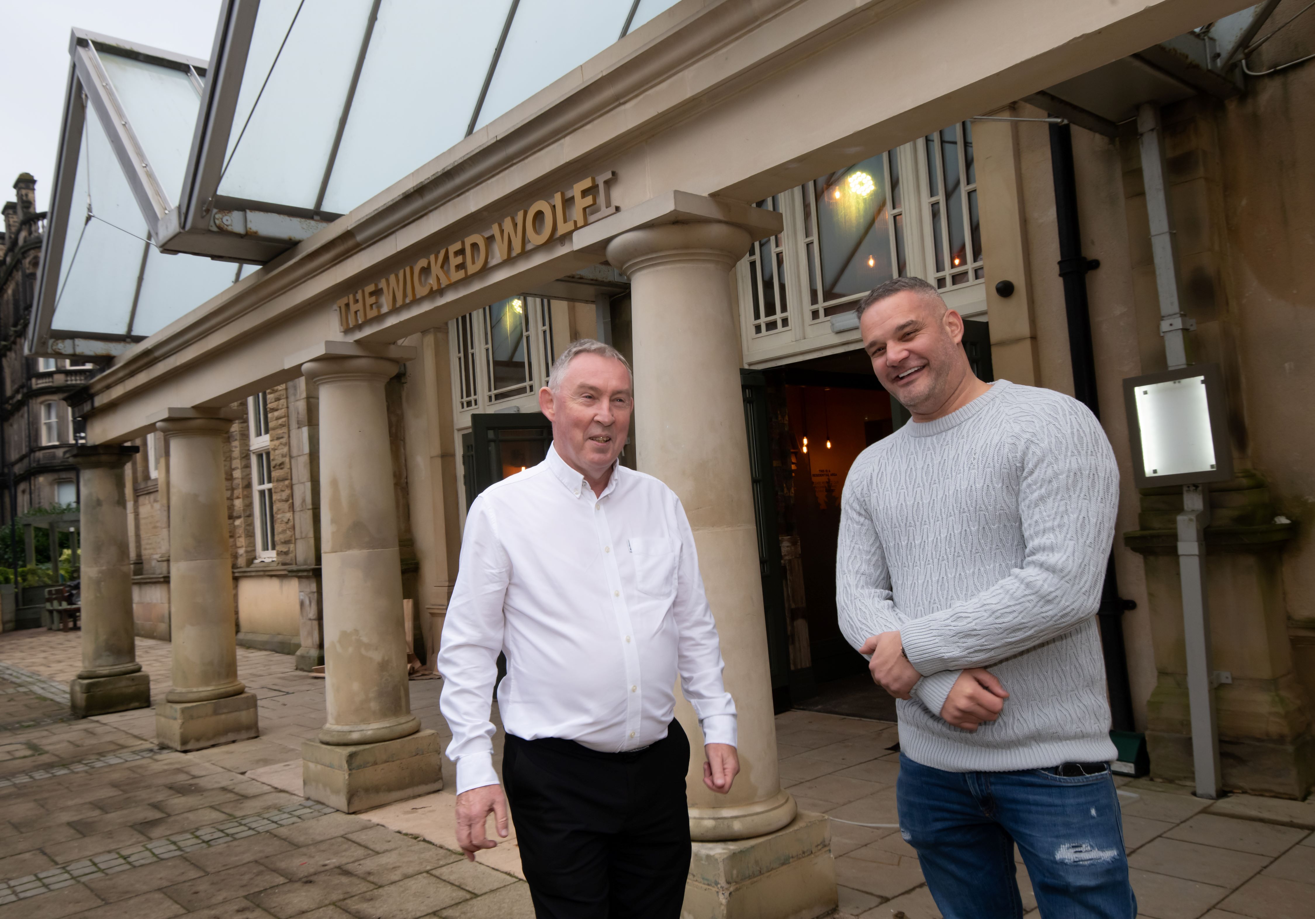 Cllr Mark Crane (left) with the owner of the Wicked Wolf bar and restaurant, Kevin Spencer, who hopes the venue can boost Harrogate’s local economy.