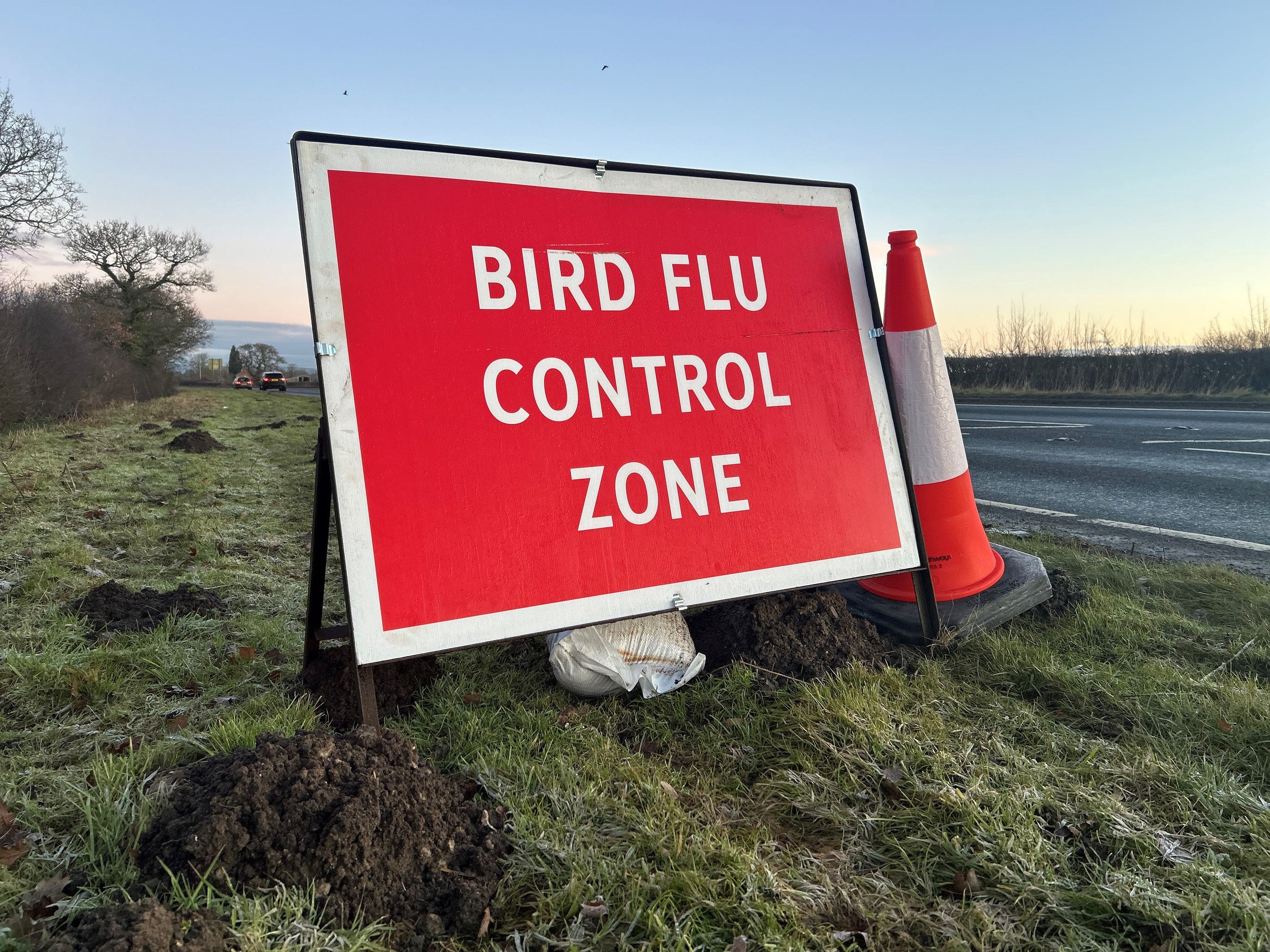 Avian flu sign in North Yorkshire