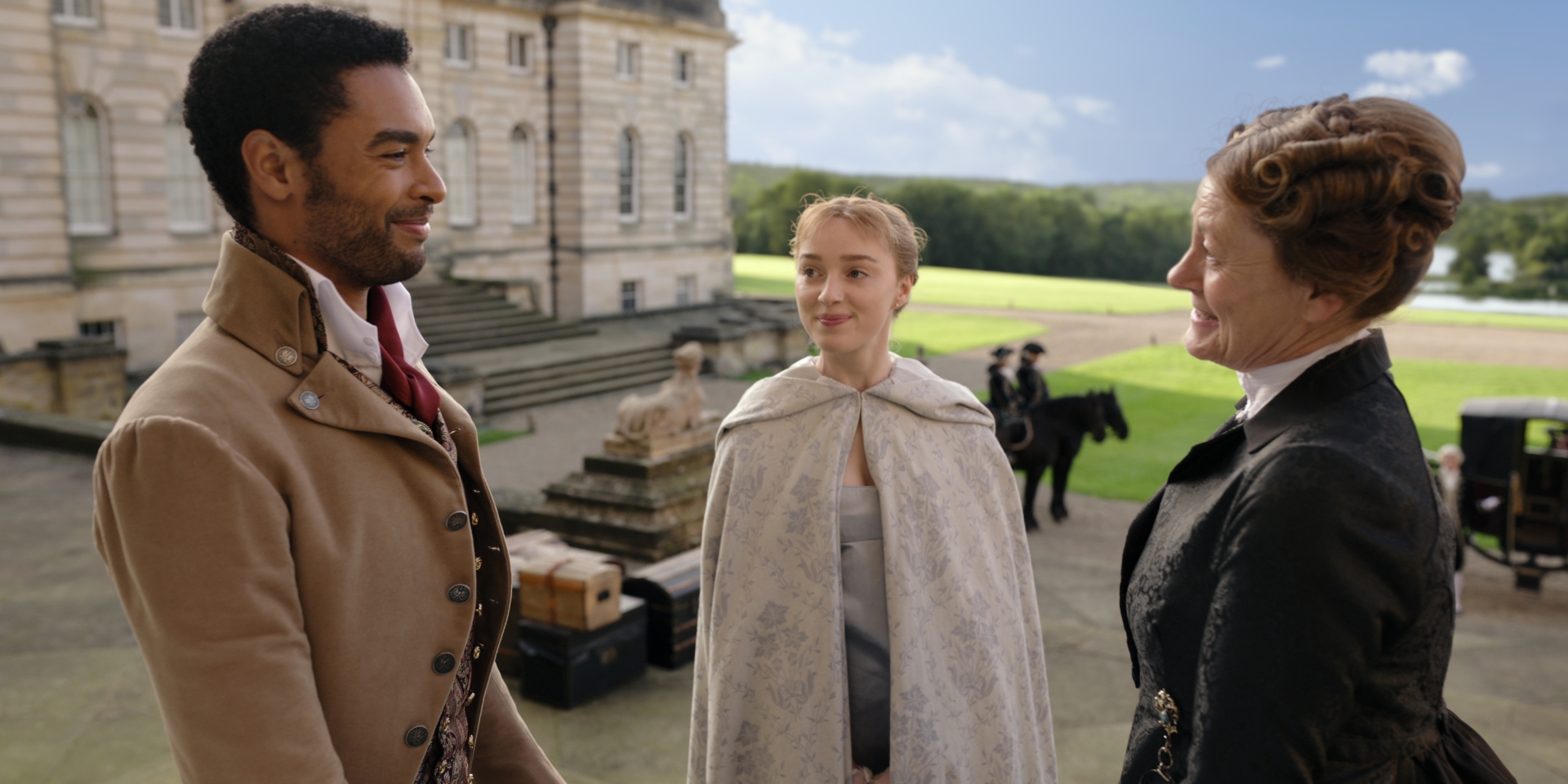 Netflix 'Bridgerton' being filmed at Castle Howard. Credit Netflix.