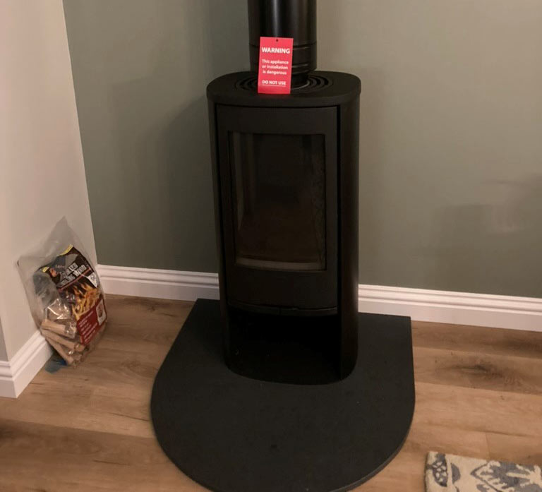 A wood burning stove