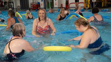 Helen enjoying the fitness class.