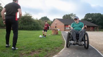 Ripon Disability Forum and Friends of Hell Wath member, Jem Dunford, with Chairman of Ripon Panthers, Steve Chapell and his 13-year-old son, Jenson.