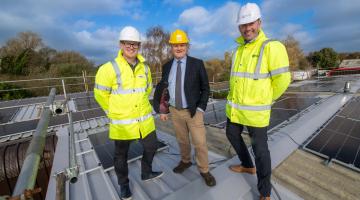 Executive member for managing the environment Cllr Greg White, centre, with Align Property Partners electrical engineer Alistair McLelland the council’s senior project delivery manager Christopher Davies at Westgate Carr Road industrial estate in Pickering.