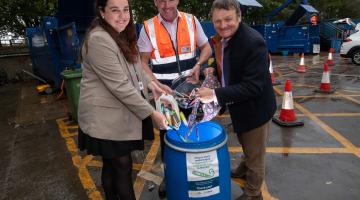 From left, North Yorkshire Council’s waste prevention and recycling officer, Ariane Heap, operations manager for household waste recycling centres, Steven Midgley, and executive member for waste services, Cllr Greg White.