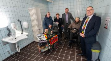 Ripon Disability Forum trustee, Daniel Abel, changing places supporter Mike Chambers MBE, Disability Forum trustee, Lynette Barnes, Cllr Andrew Williams, Disability Forum trustee, Stewart Aitkin, and Cllr Gareth Dadd.