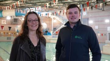 Assistant manager at Northallerton Leisure Centre Jack Collins (pictured right) with Woody Whittick