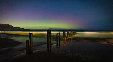 Aurora Borealis, Sandsend, in the North York Moors National Park. Photo credit: Steve Bell.