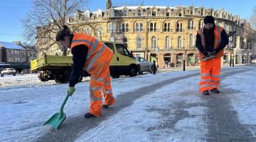 Clearing snow and ice from streets in Harrogate