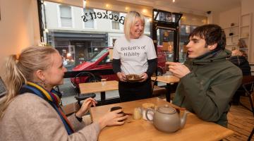 Julie Fitzpatrick serving customers at Becketts on Skinner Street, Whitby. 