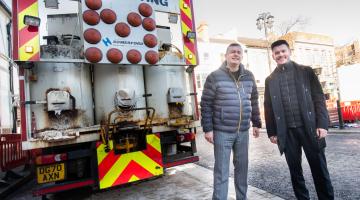 Cllr Andrew Williams (left) and Cllr Keane Duncan assessing the final stage of resurfacing and lining work. 