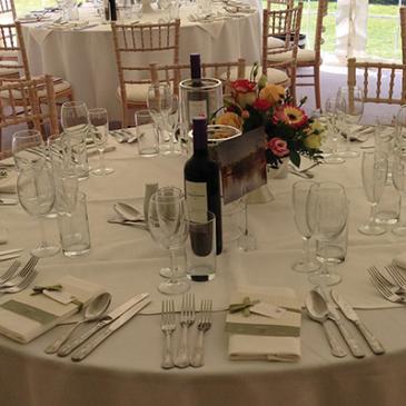 Dining table layout with centre piece for wedding celebrations