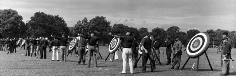 Archers get ready to fire their arrows at Scorton Arrows