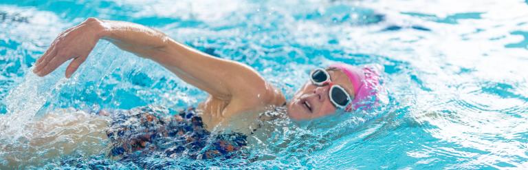 A woman swimming in the pool at Pateley Bridge Leisure and Wellbeing Hub